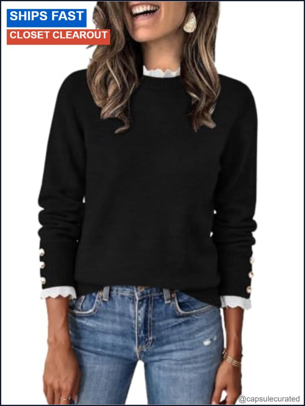Women's Ruffle Lace Peplum Mock Neck Long Sleeve Pullover Sweater